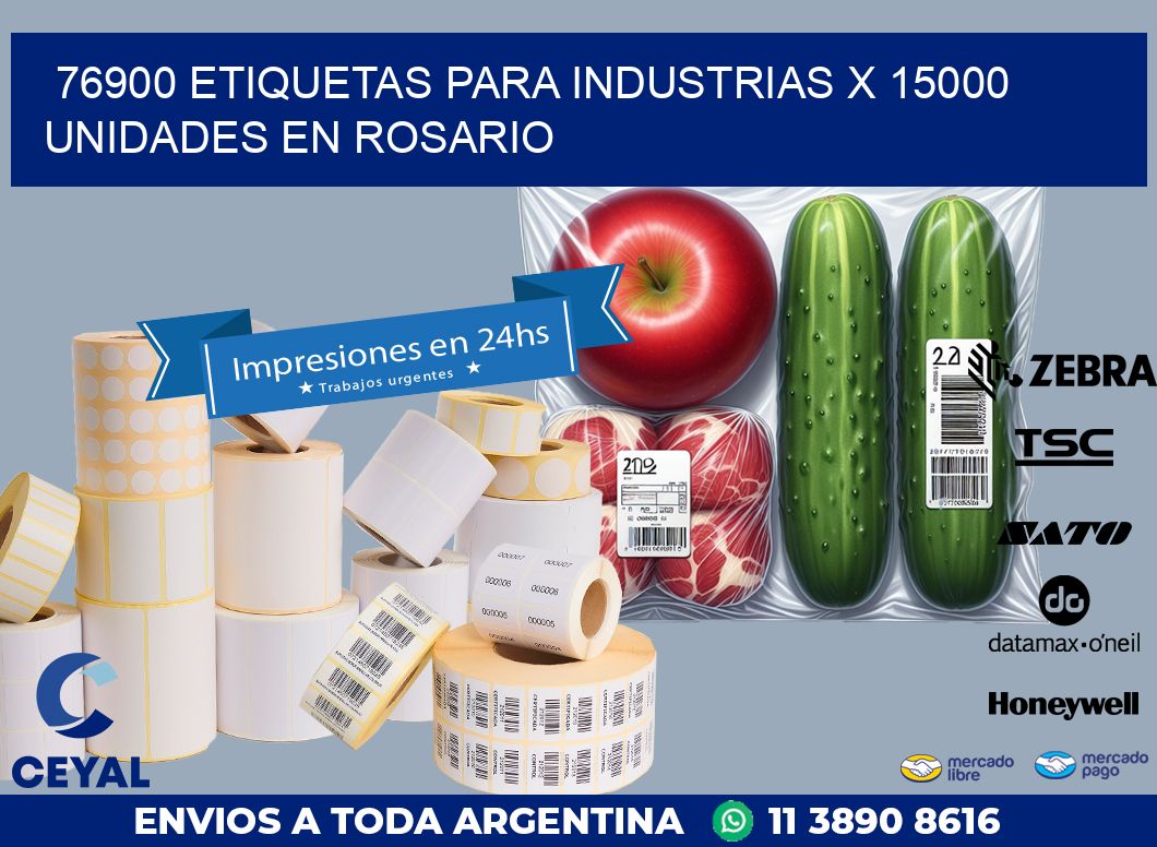 76900 ETIQUETAS PARA INDUSTRIAS x 15000 UNIDADES EN ROSARIO