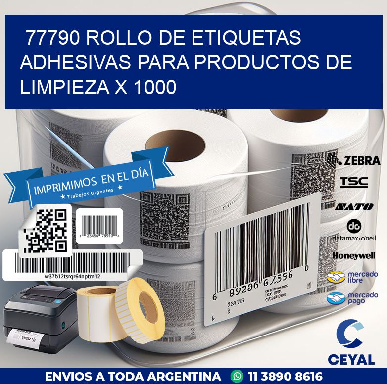 77790 ROLLO DE ETIQUETAS ADHESIVAS PARA PRODUCTOS DE LIMPIEZA X 1000