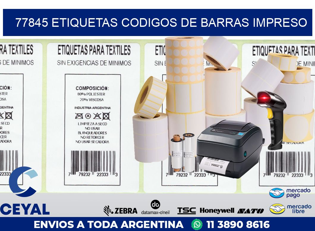77845 ETIQUETAS CODIGOS DE BARRAS IMPRESO