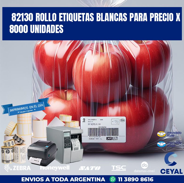 82130 ROLLO ETIQUETAS BLANCAS PARA PRECIO X 8000 UNIDADES