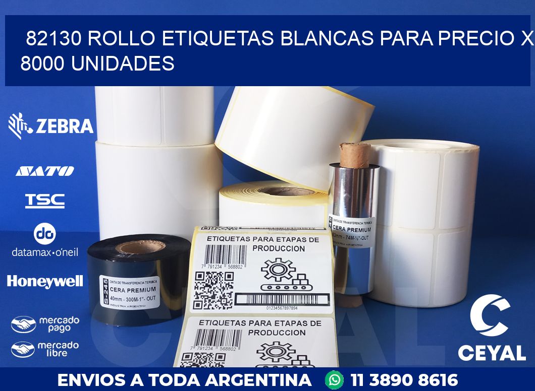 82130 ROLLO ETIQUETAS BLANCAS PARA PRECIO X 8000 UNIDADES