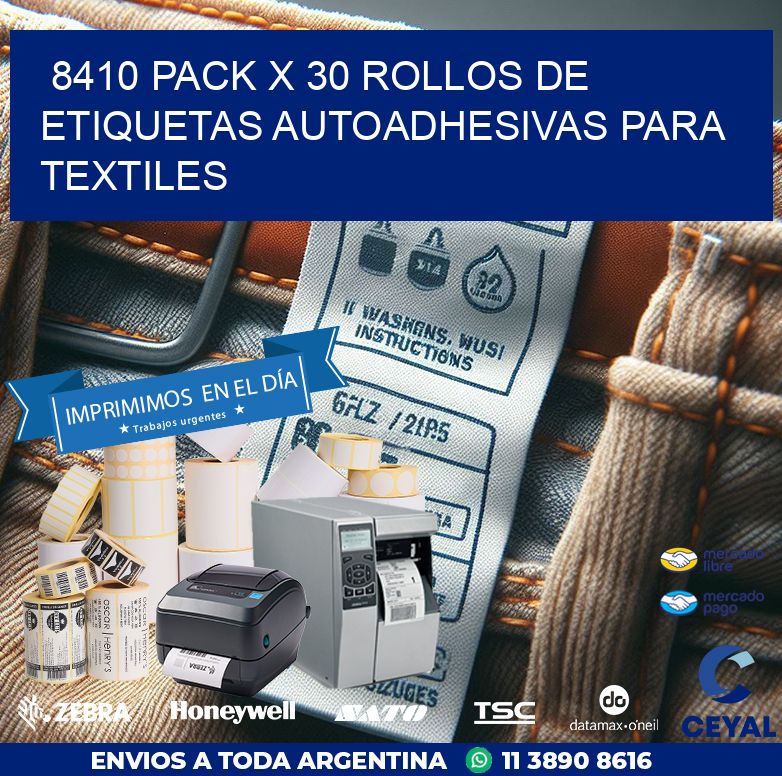 8410 PACK X 30 ROLLOS DE ETIQUETAS AUTOADHESIVAS PARA TEXTILES
