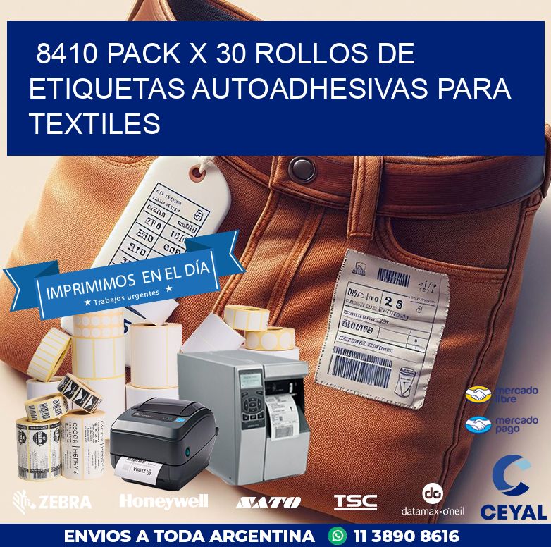 8410 PACK X 30 ROLLOS DE ETIQUETAS AUTOADHESIVAS PARA TEXTILES