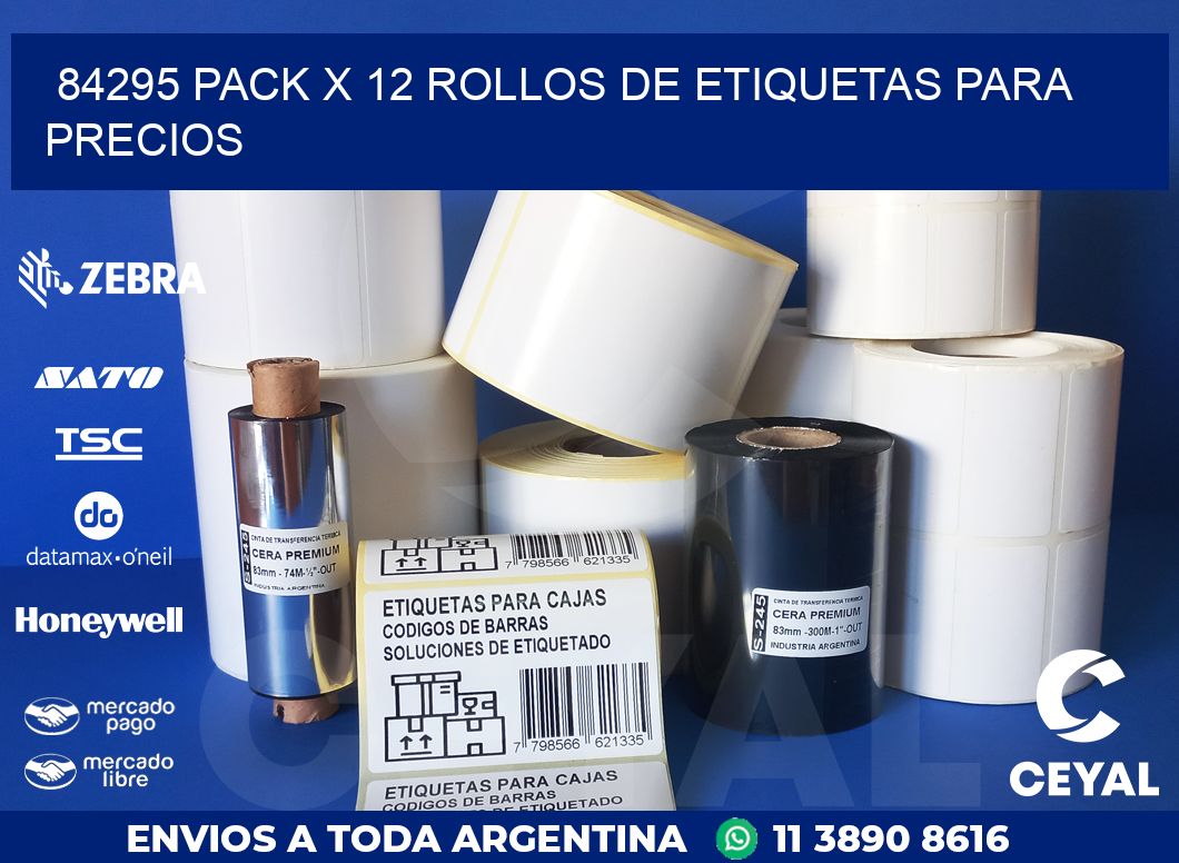 84295 PACK X 12 ROLLOS DE ETIQUETAS PARA PRECIOS