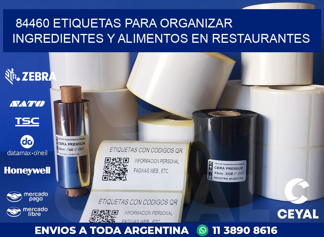 84460 ETIQUETAS PARA ORGANIZAR INGREDIENTES Y ALIMENTOS EN RESTAURANTES