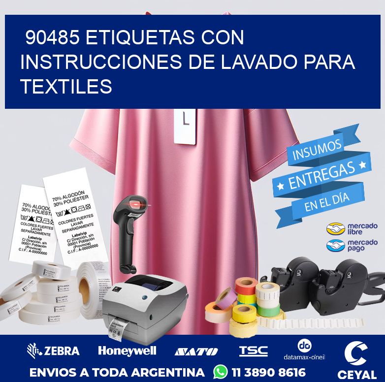 90485 ETIQUETAS CON INSTRUCCIONES DE LAVADO PARA TEXTILES