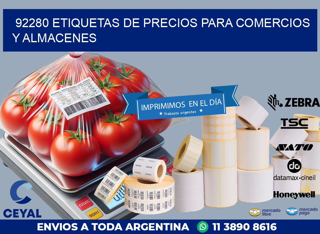 92280 ETIQUETAS DE PRECIOS PARA COMERCIOS Y ALMACENES