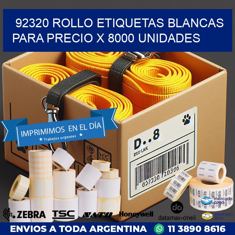 92320 ROLLO ETIQUETAS BLANCAS PARA PRECIO X 8000 UNIDADES