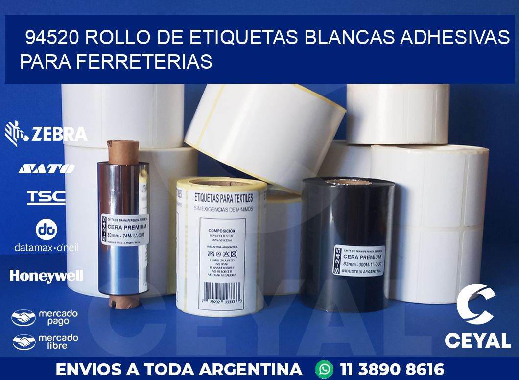 94520 ROLLO DE ETIQUETAS BLANCAS ADHESIVAS PARA FERRETERIAS