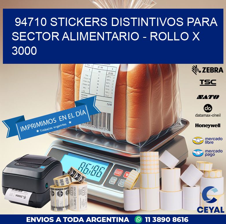 94710 STICKERS DISTINTIVOS PARA SECTOR ALIMENTARIO - ROLLO X 3000