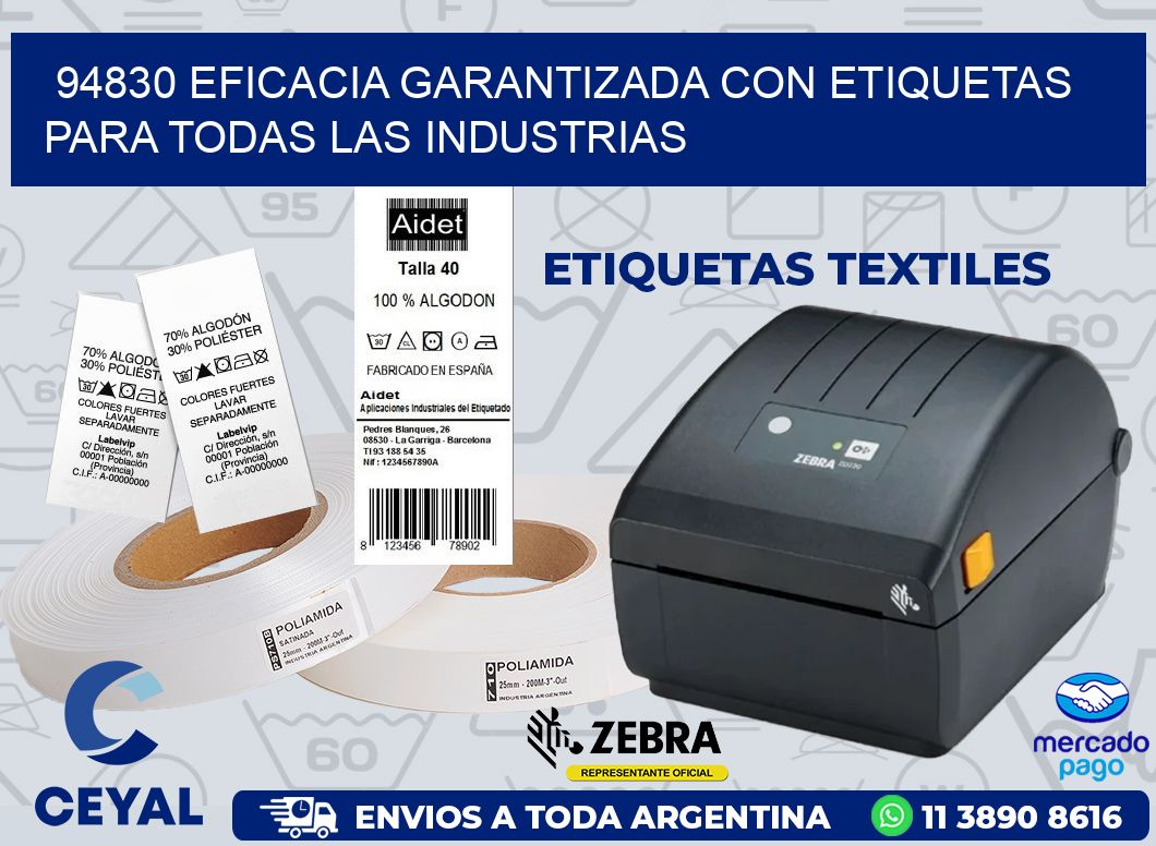 94830 EFICACIA GARANTIZADA CON ETIQUETAS PARA TODAS LAS INDUSTRIAS