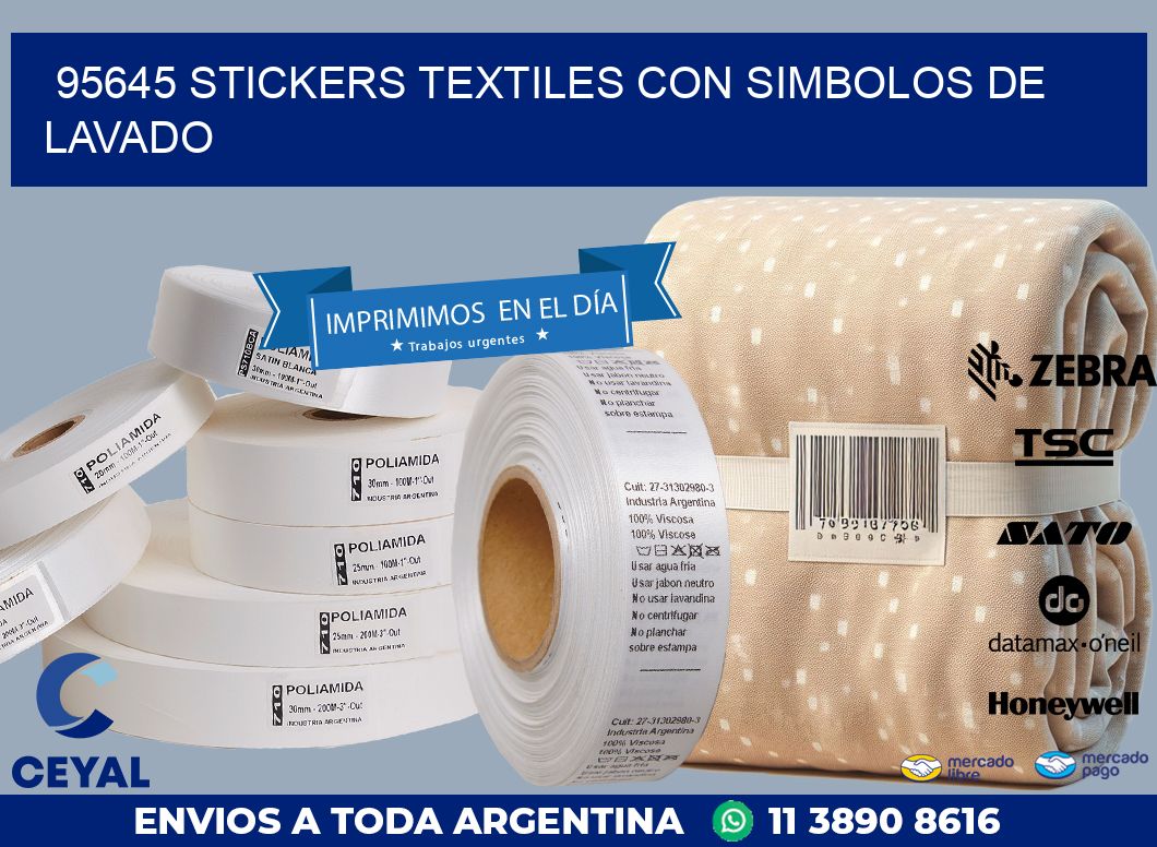 95645 STICKERS TEXTILES CON SIMBOLOS DE LAVADO