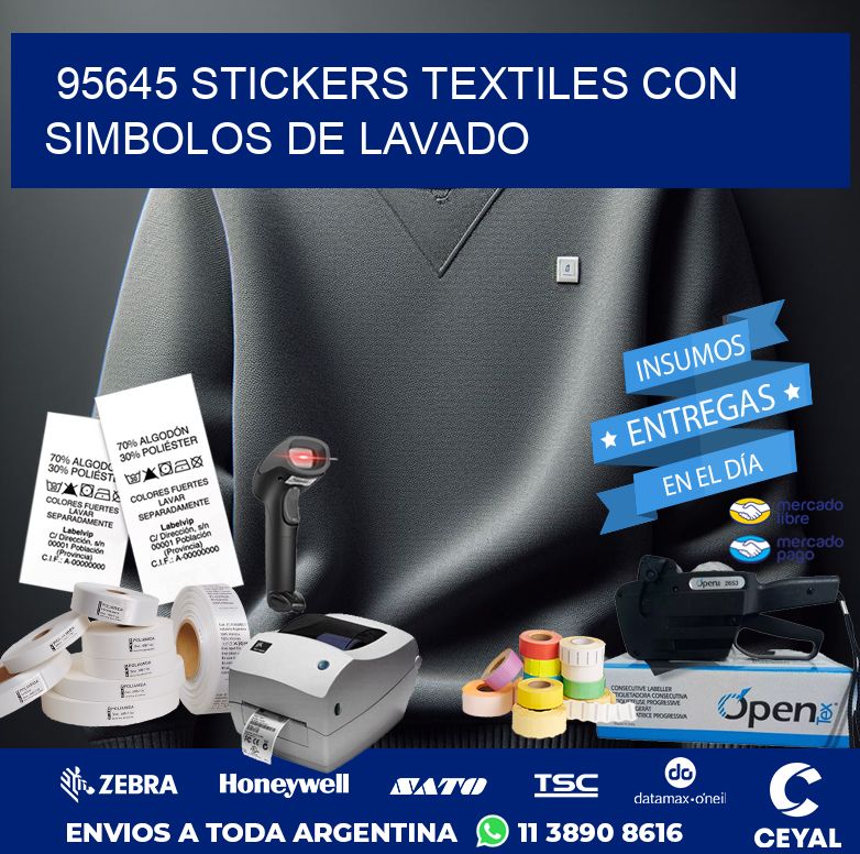 95645 STICKERS TEXTILES CON SIMBOLOS DE LAVADO