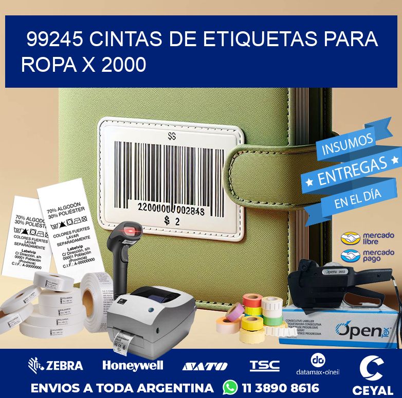 99245 CINTAS DE ETIQUETAS PARA ROPA X 2000