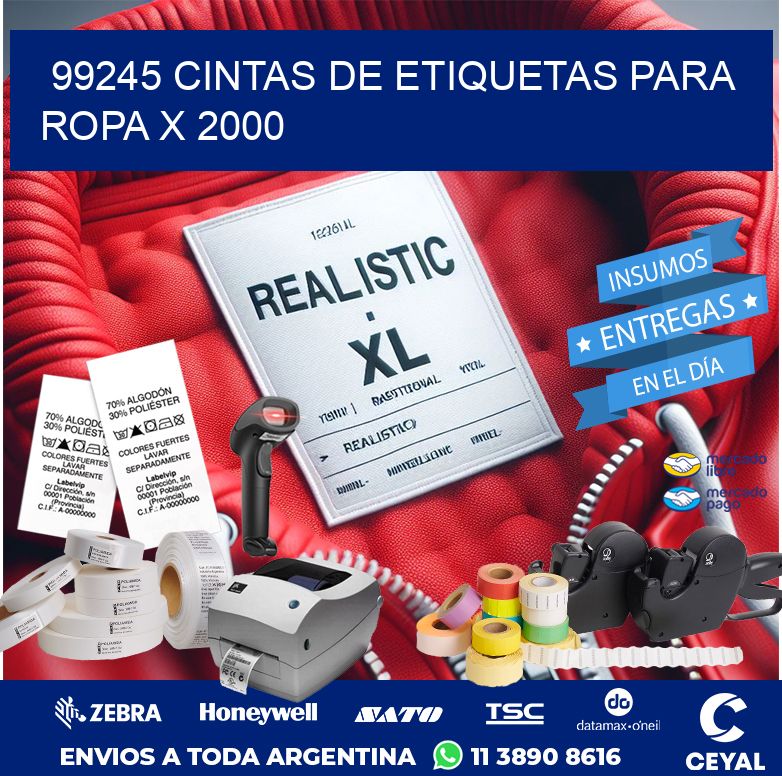 99245 CINTAS DE ETIQUETAS PARA ROPA X 2000