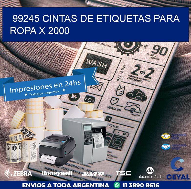 99245 CINTAS DE ETIQUETAS PARA ROPA X 2000