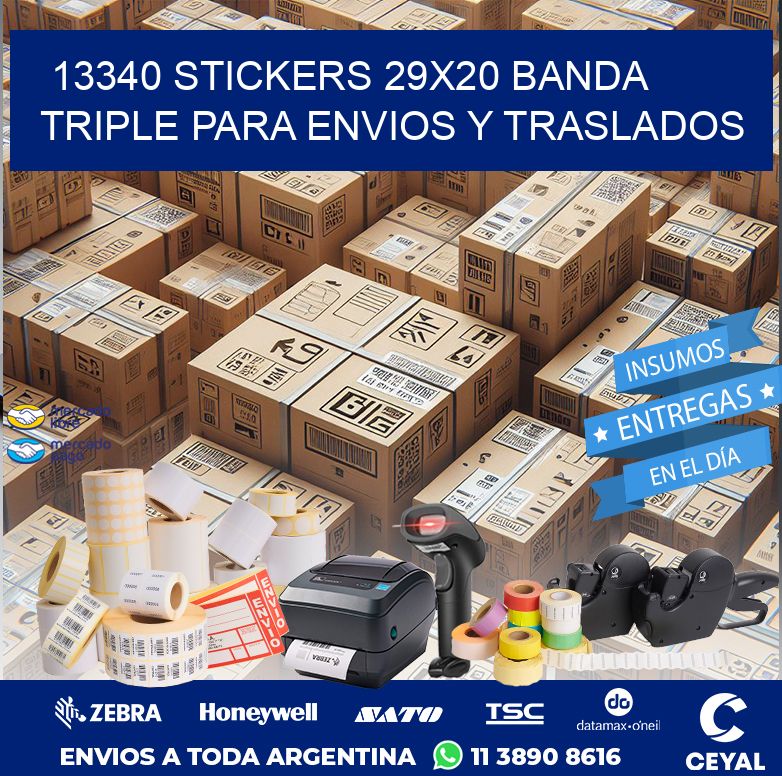 13340 STICKERS 29X20 BANDA TRIPLE PARA ENVIOS Y TRASLADOS