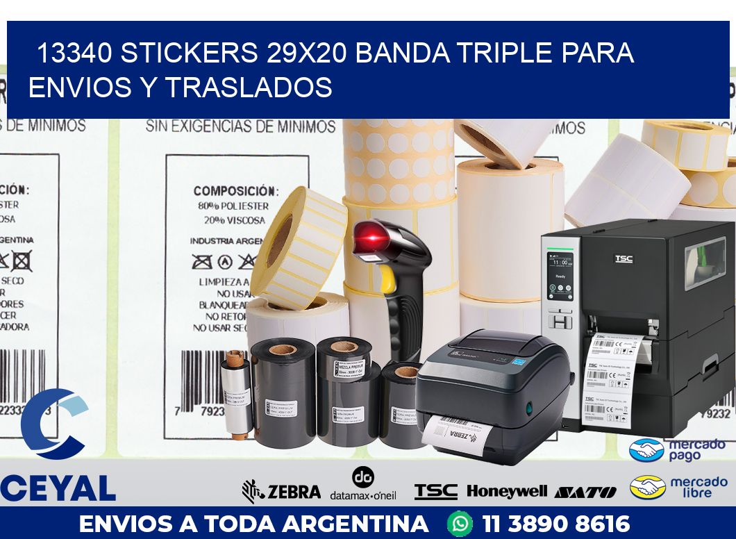 13340 STICKERS 29X20 BANDA TRIPLE PARA ENVIOS Y TRASLADOS