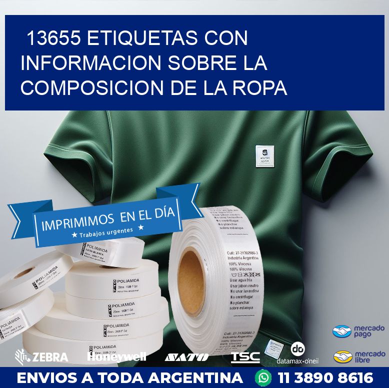 13655 ETIQUETAS CON INFORMACION SOBRE LA COMPOSICION DE LA ROPA