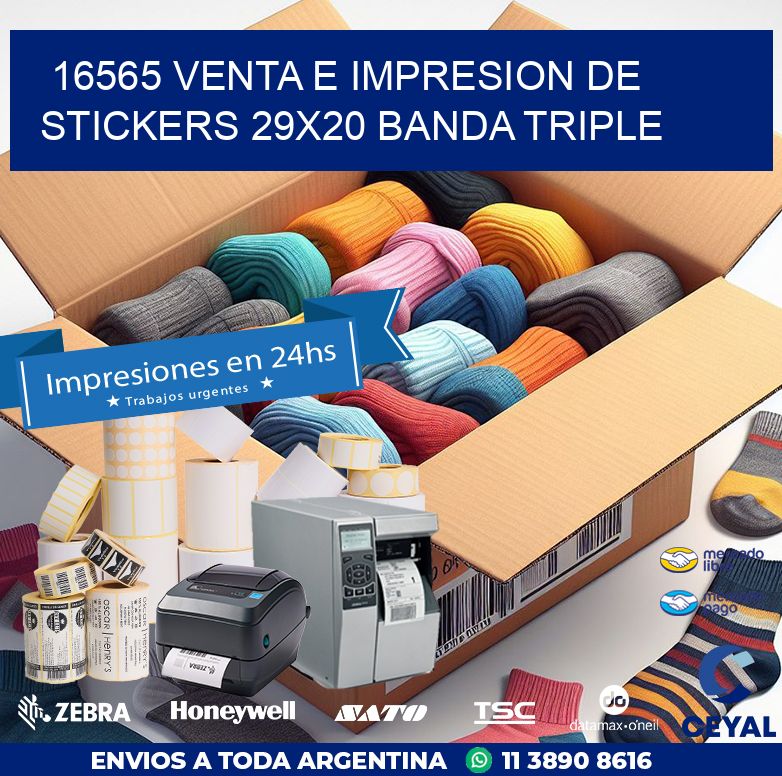 16565 VENTA E IMPRESION DE STICKERS 29X20 BANDA TRIPLE