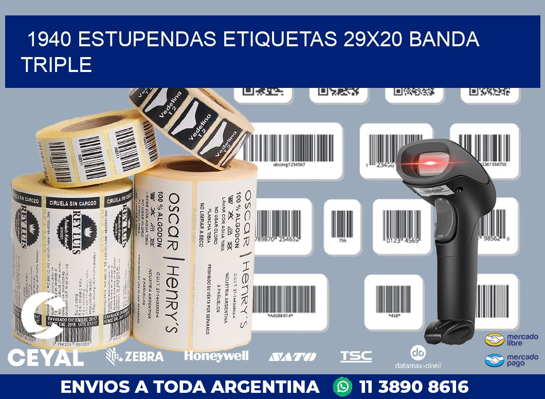 1940 ESTUPENDAS ETIQUETAS 29X20 BANDA TRIPLE