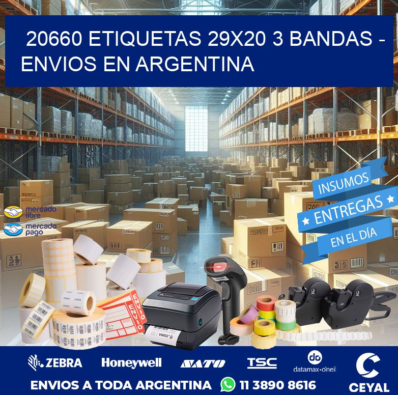 20660 ETIQUETAS 29X20 3 BANDAS - ENVIOS EN ARGENTINA