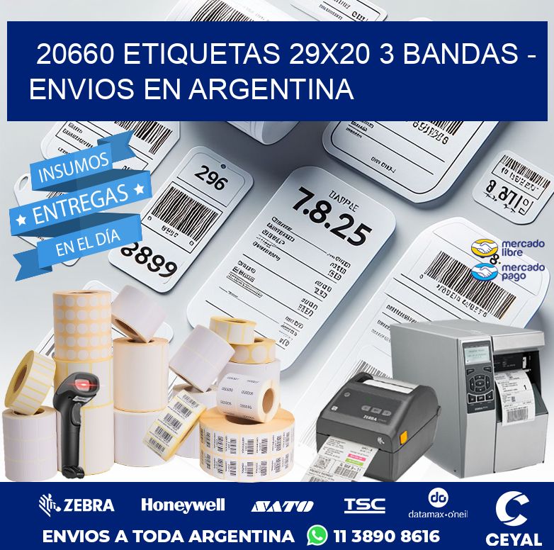 20660 ETIQUETAS 29X20 3 BANDAS - ENVIOS EN ARGENTINA
