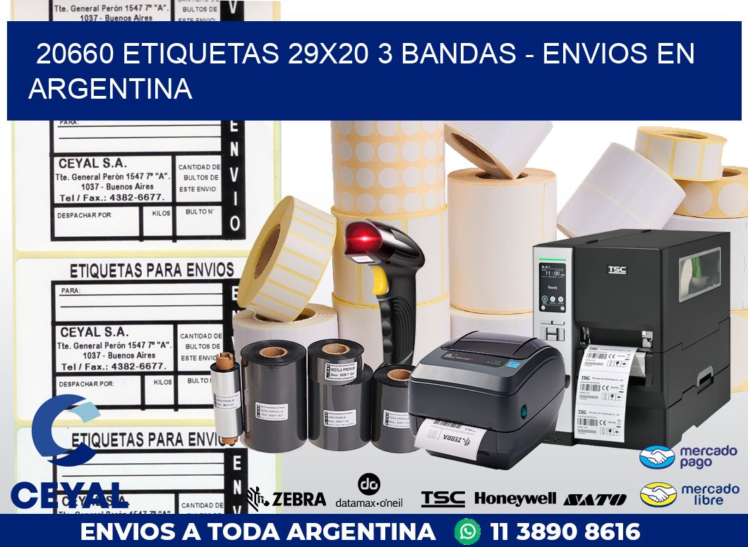 20660 ETIQUETAS 29X20 3 BANDAS - ENVIOS EN ARGENTINA