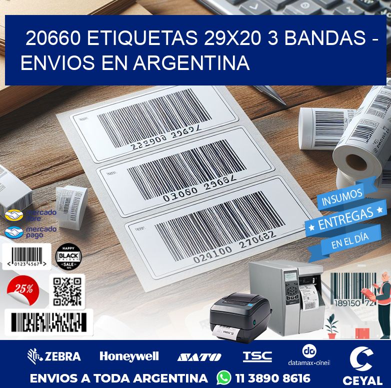 20660 ETIQUETAS 29X20 3 BANDAS - ENVIOS EN ARGENTINA