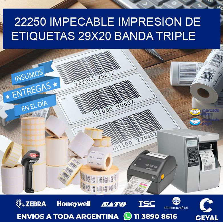 22250 IMPECABLE IMPRESION DE ETIQUETAS 29X20 BANDA TRIPLE