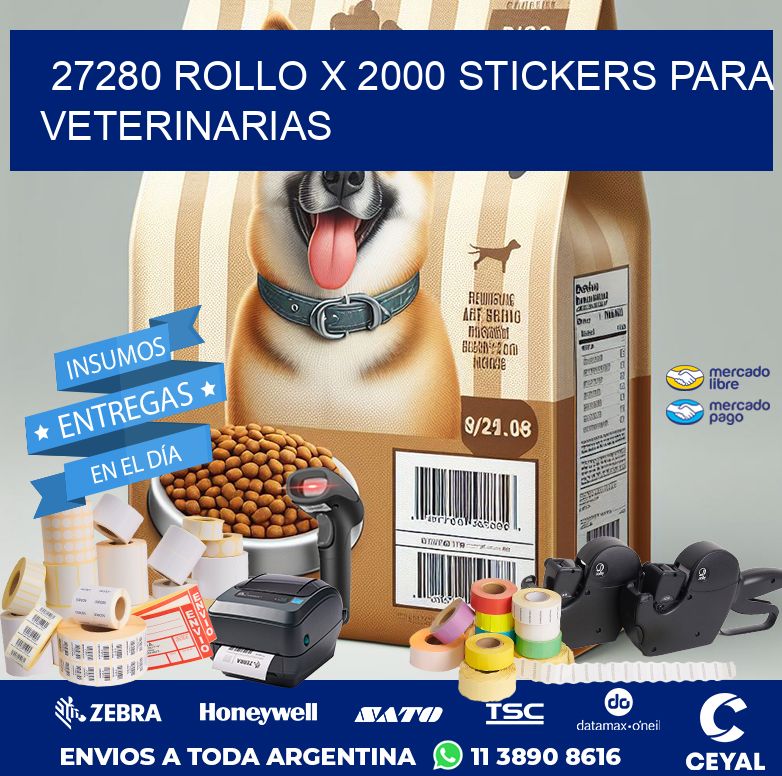 27280 ROLLO X 2000 STICKERS PARA VETERINARIAS