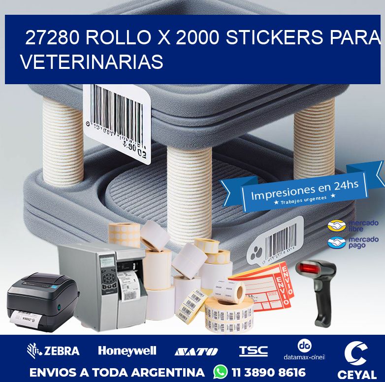 27280 ROLLO X 2000 STICKERS PARA VETERINARIAS