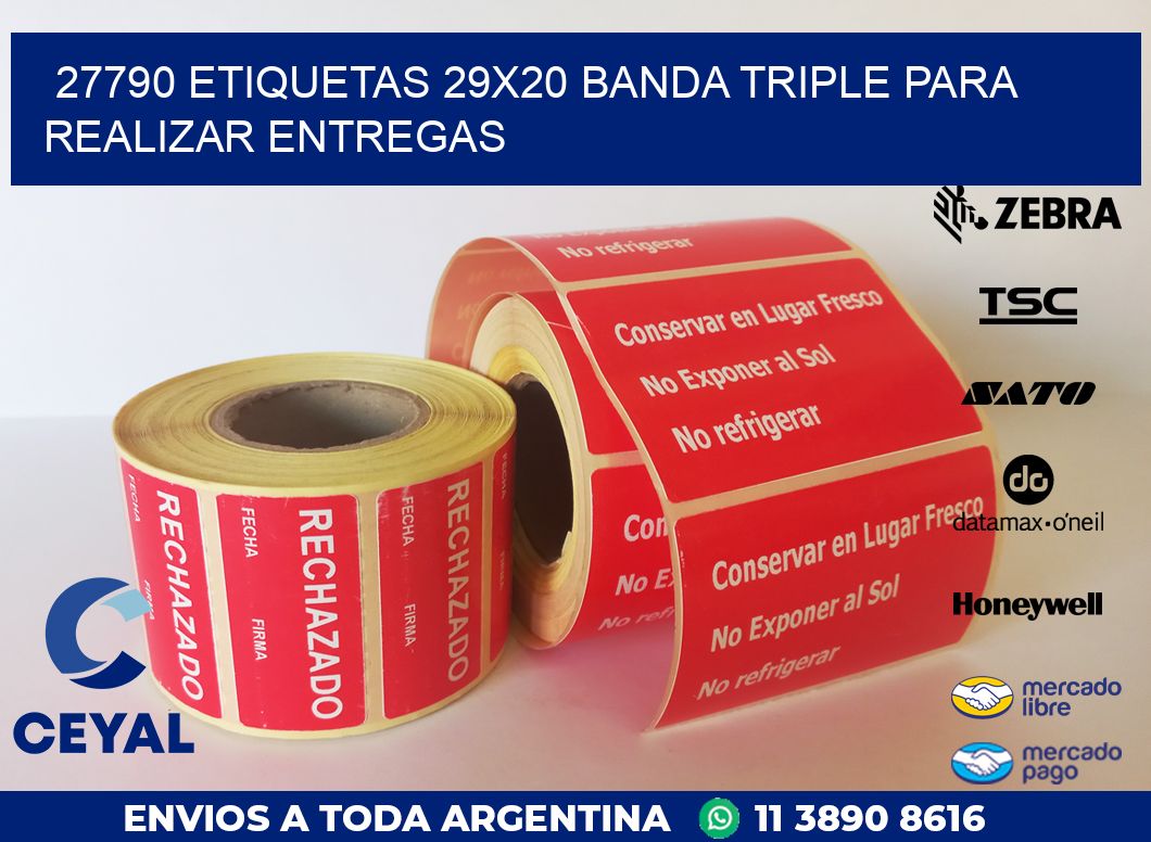 27790 ETIQUETAS 29X20 BANDA TRIPLE PARA REALIZAR ENTREGAS