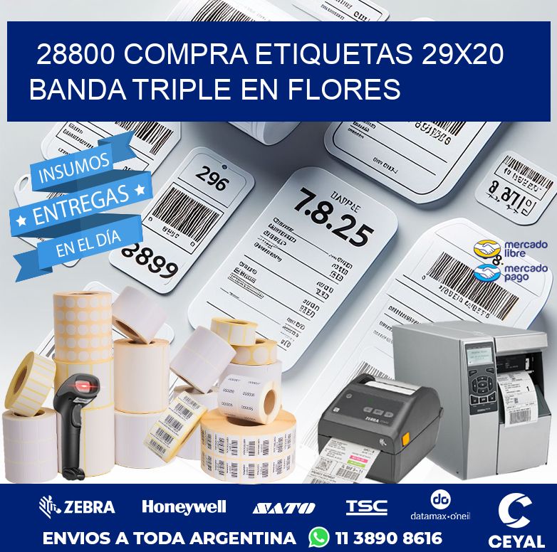 28800 COMPRA ETIQUETAS 29X20 BANDA TRIPLE EN FLORES
