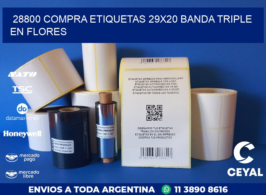28800 COMPRA ETIQUETAS 29X20 BANDA TRIPLE EN FLORES