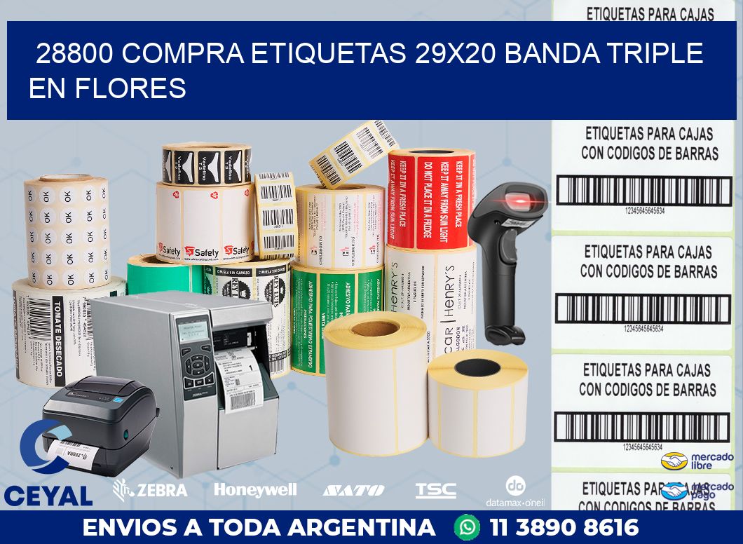 28800 COMPRA ETIQUETAS 29X20 BANDA TRIPLE EN FLORES