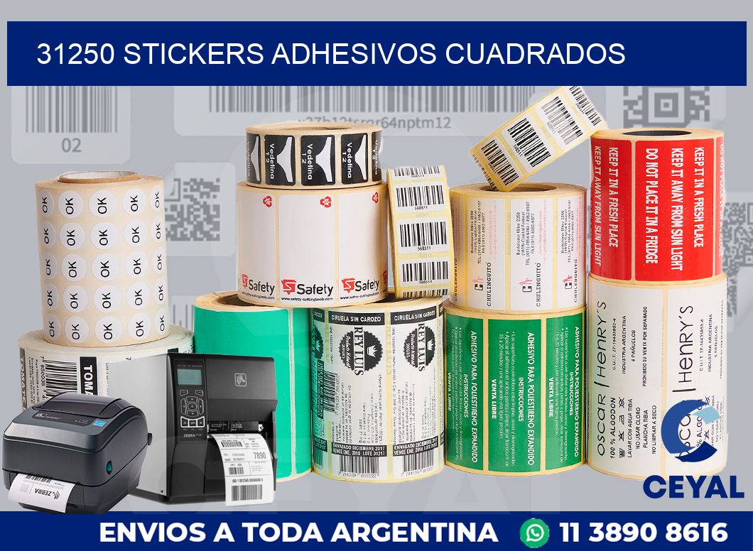 31250 stickers adhesivos cuadrados