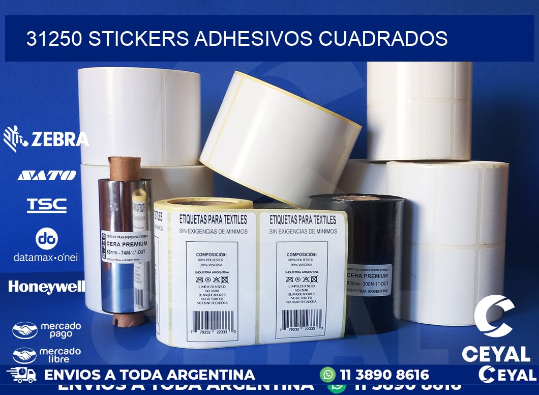 31250 stickers adhesivos cuadrados