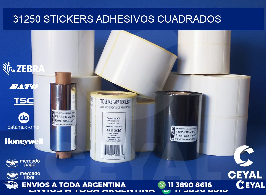 31250 stickers adhesivos cuadrados