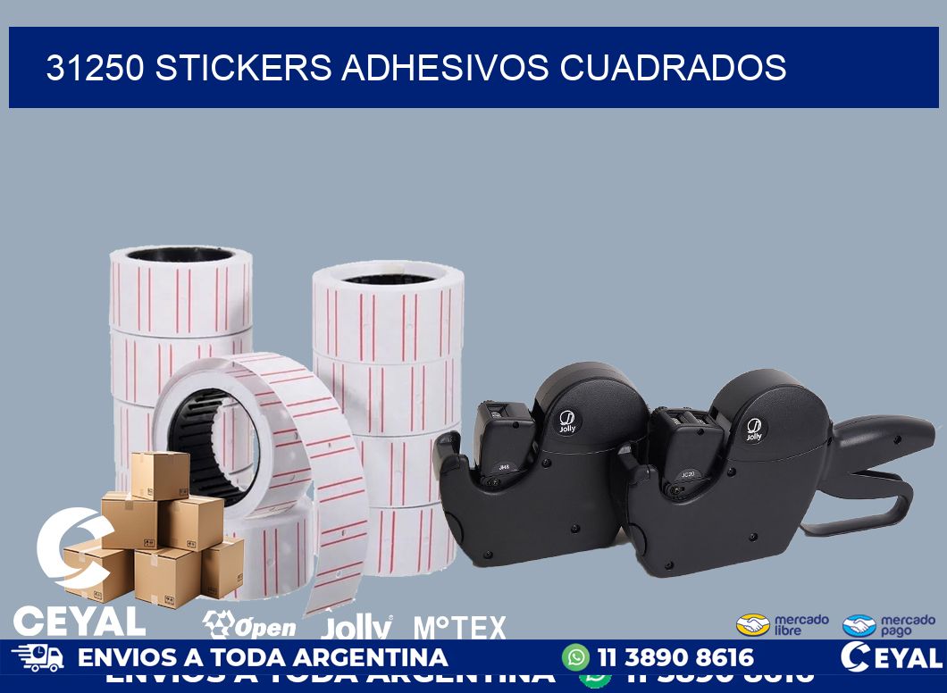 31250 stickers adhesivos cuadrados