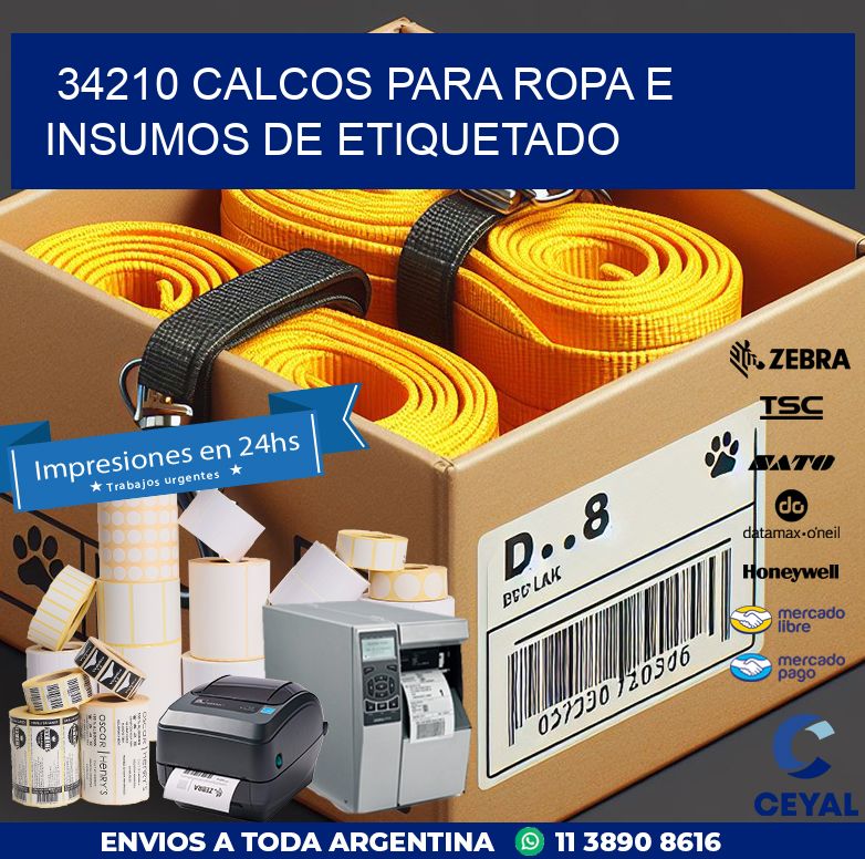 34210 CALCOS PARA ROPA E INSUMOS DE ETIQUETADO