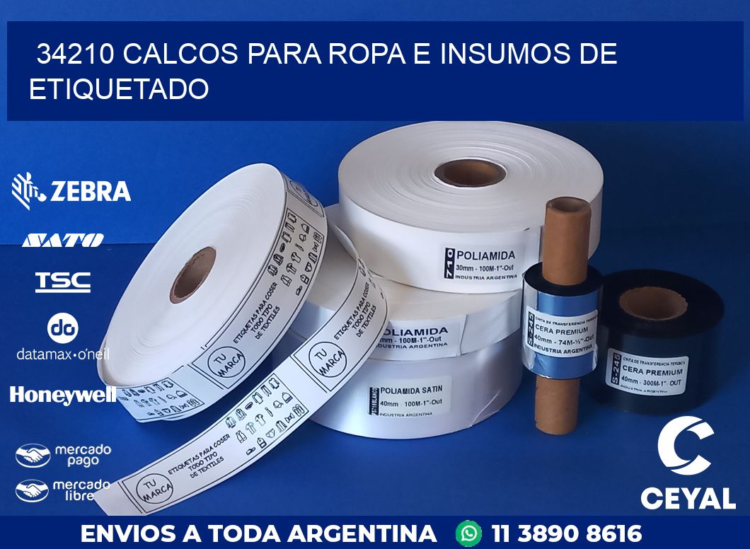34210 CALCOS PARA ROPA E INSUMOS DE ETIQUETADO
