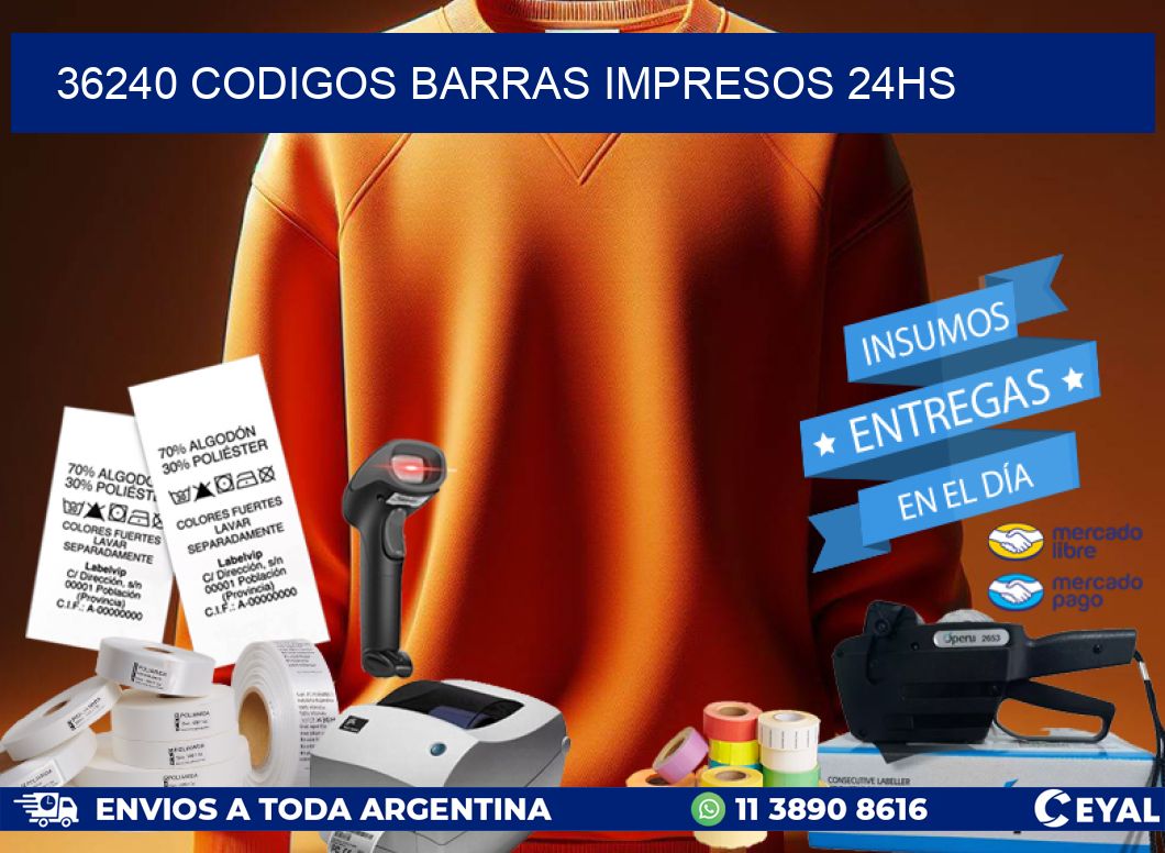 36240 Codigos barras impresos 24hs