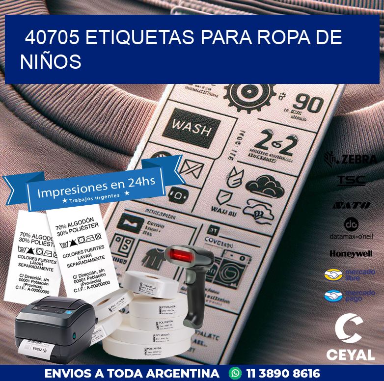 40705 ETIQUETAS PARA ROPA DE NIÑOS