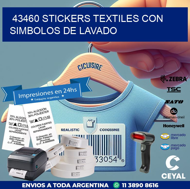 43460 STICKERS TEXTILES CON SIMBOLOS DE LAVADO