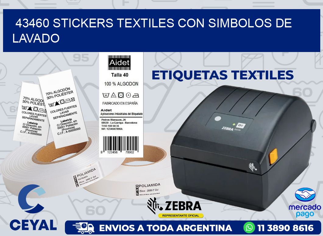 43460 STICKERS TEXTILES CON SIMBOLOS DE LAVADO