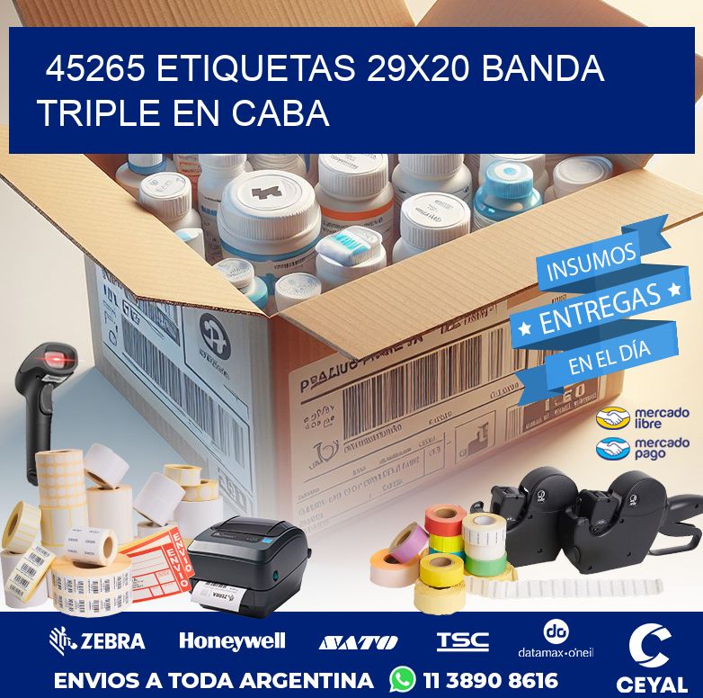 45265 ETIQUETAS 29X20 BANDA TRIPLE EN CABA