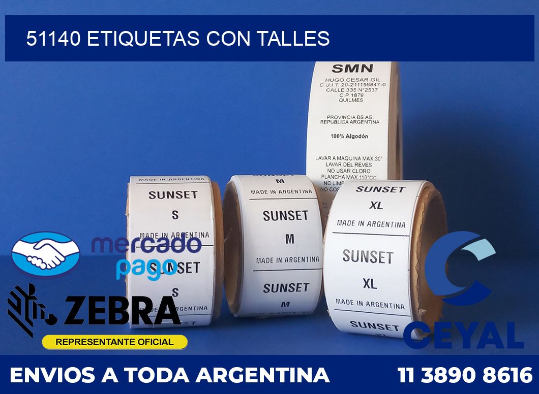 51140 ETIQUETAS CON TALLES