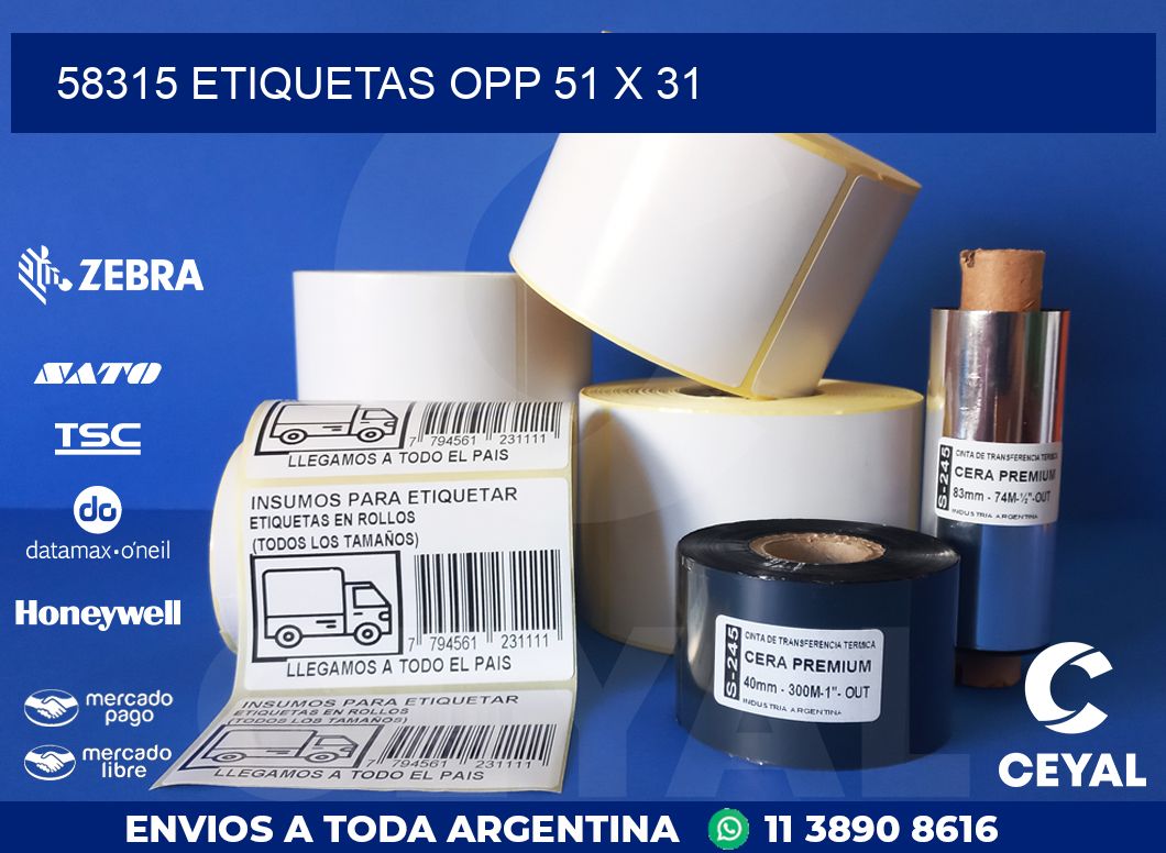 58315 ETIQUETAS OPP 51 X 31