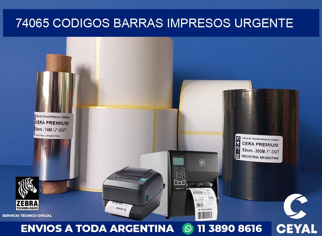 74065 CODIGOS BARRAS IMPRESOS URGENTE